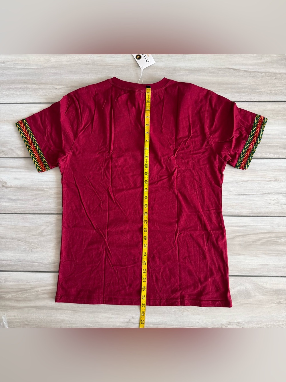 D’lyanu African Printed T-Shirt Maroon Medium Nwt In Package — image 5 of 8